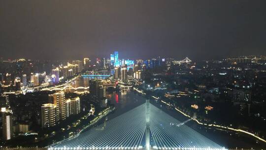 城市延时福州城市夜景移动延时航拍