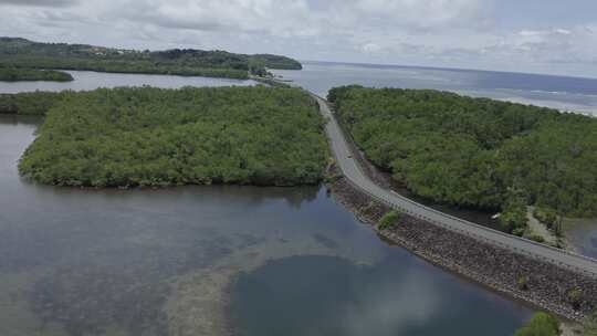 【4K】热带海岛沿海公路海边驾驶汽车航拍