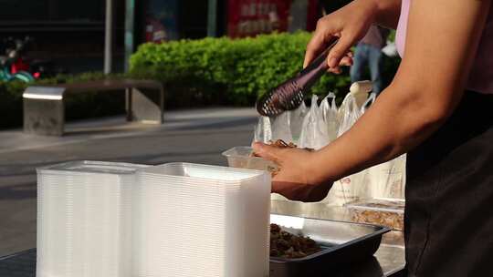 早餐 食品 街道 逛街 行人 视频 素材