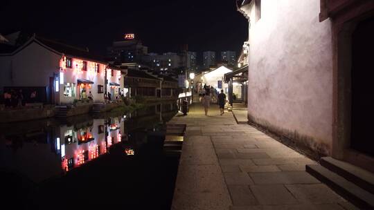 浙江绍兴柯桥古镇景区夜景灯光秀