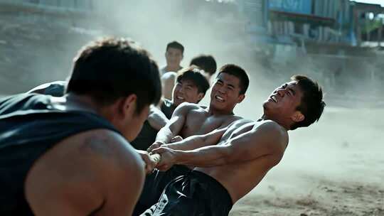 传统民俗拔河比赛团结力量概念视频