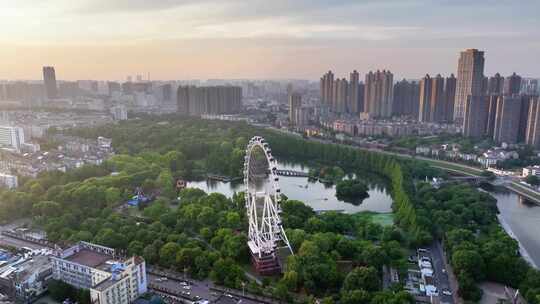 航拍合肥日出晚霞夕阳城市宣传片