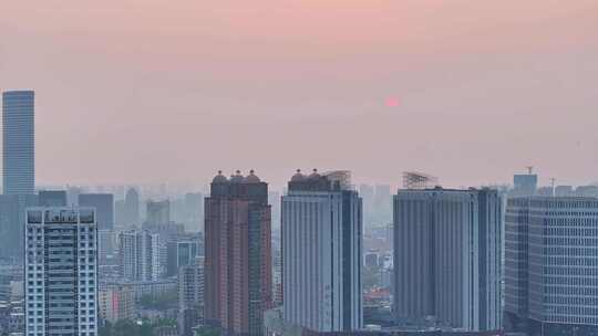 徐州市主城区夕阳下全景苏宁德基和信广场