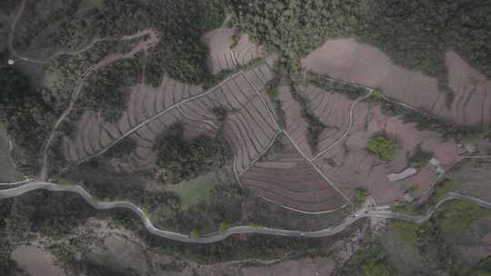 中国西部四川大凉山农村梯田自然风光