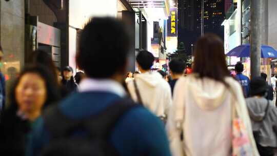 香港街头行人街道人流步行街人群人来人往