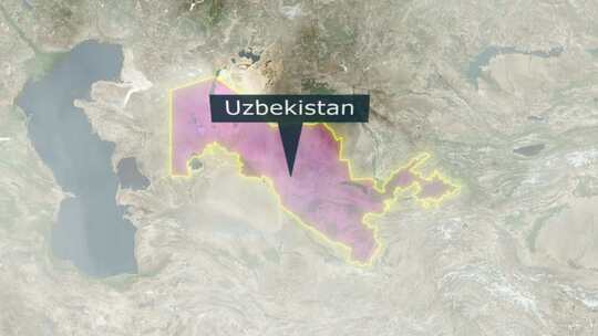 乌兹别克斯坦地图-云效应视频素材模板下载