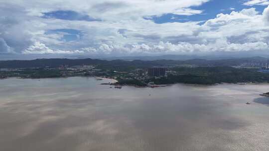 广东汕头海边城市风光航拍