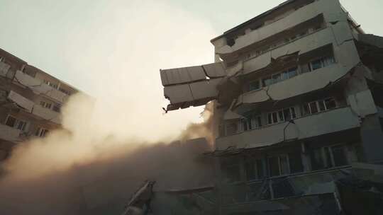 大地震地质灾害 房屋破坏 战争废墟