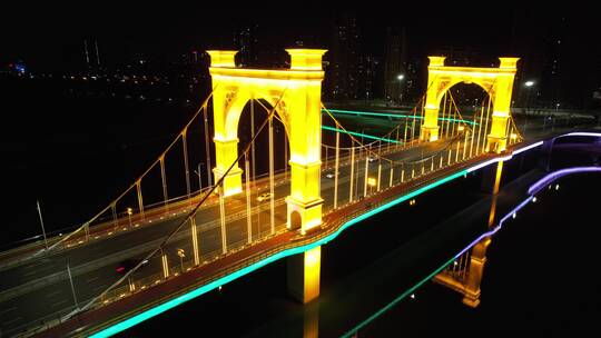 临沂 兰山西安路大桥夜景 航拍