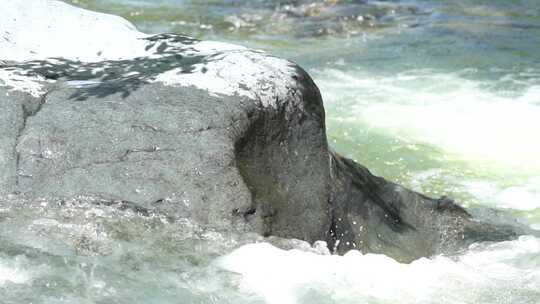 4K奔腾的河水石头空镜意境实拍视频