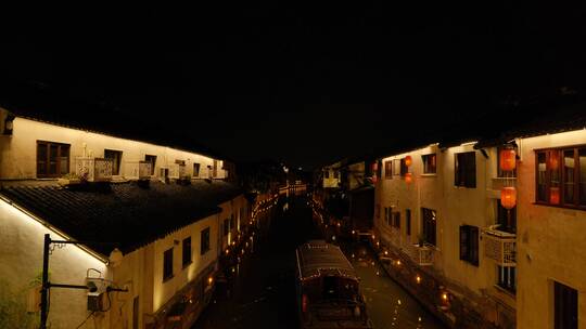 苏州七里山塘街夜景视频素材模板下载
