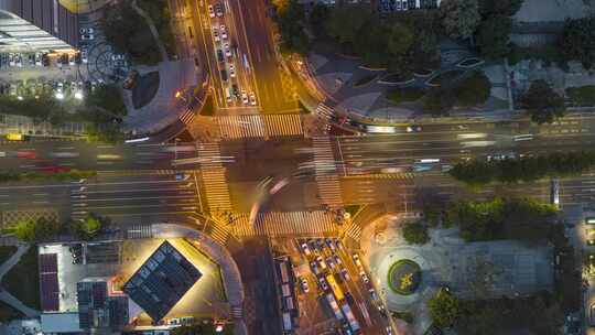 深圳罗湖城市十字路口车流人流延时视频素材模板下载