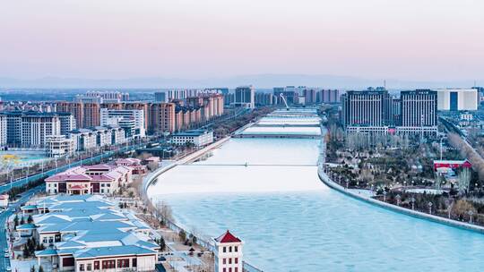 中国内蒙古呼和浩特城市风光日转夜延时摄影