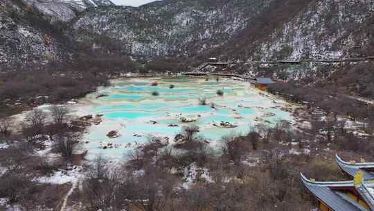 4K航拍四川九寨沟黄龙景区五彩池