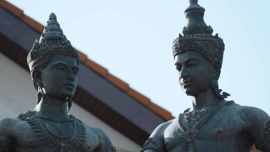 泰国旅游视频泰国清迈三世王纪念馆雕像视频素材模板下载