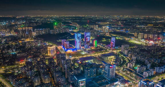 江门五邑广场万达夜景移动延时4K