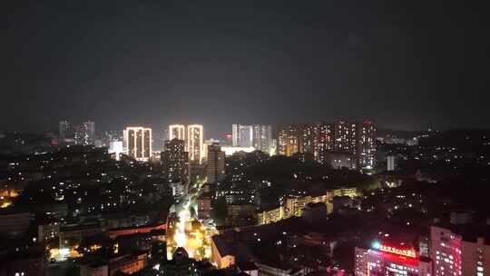 航拍四川自贡夜景自贡城市风光