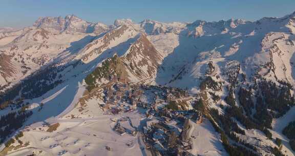 Morzine，雪，山，树