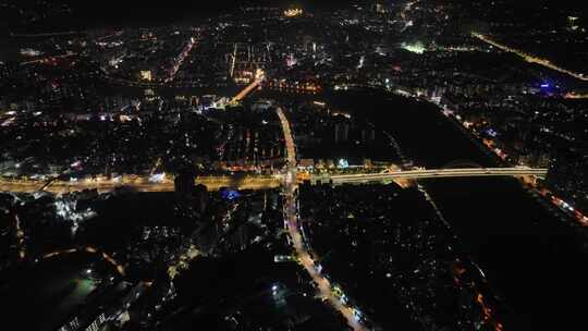广州从化区夜景航拍从化大道夜晚道路车流