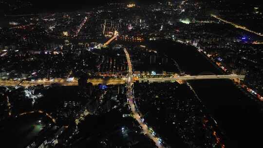 广州从化区夜景航拍从化大道夜晚道路车流视频素材模板下载