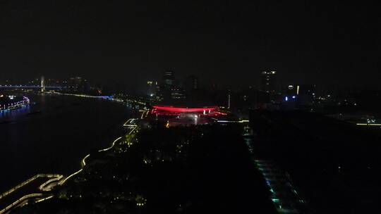 上海世博园中国馆夜景4K航拍视频素材模板下载