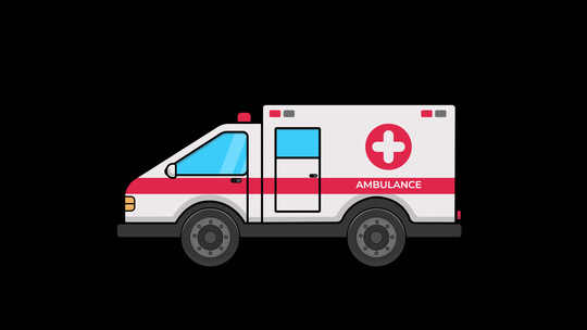 4K紧急救护车动画-透明