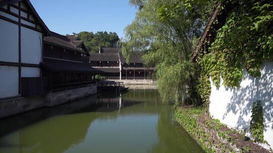 浙江嘉兴柯岩风景区鲁镇风景视频