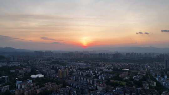 合集湖南怀化城市日出彩霞航拍