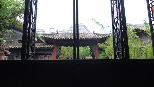 传统古建筑岭南园林清晖园木门窗视频素材模板下载