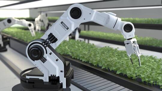 机器人在温室种植蔬菜视频素材模板下载
