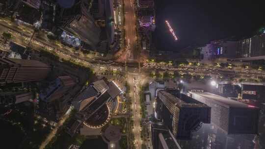 武汉汉口西北湖十字路口夜景车流延时航拍