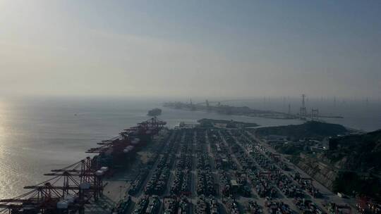 上海洋山深水港码头航拍延时