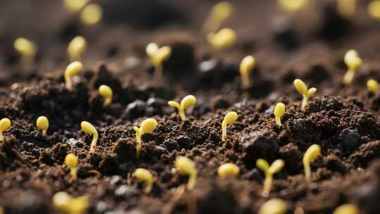 土壤中幼苗生长特写