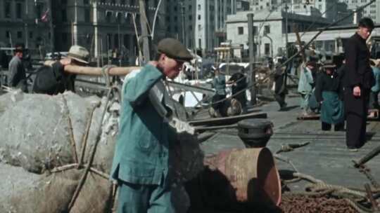 50年代上海滩旧貌黄包车