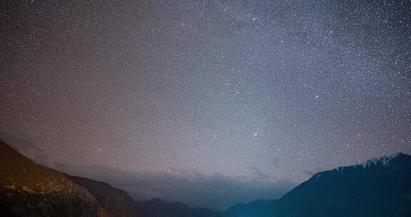 南迦巴瓦延时摄影银河星空月照金山索松村藏