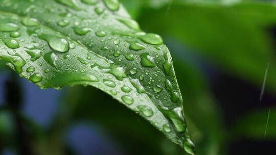 绵绵春雨中腊梅树嫩叶上水珠水滴唯美视频