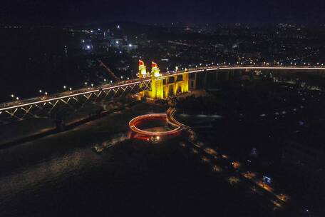 南京长江大桥桥头堡 长江大桥公园夜景延时