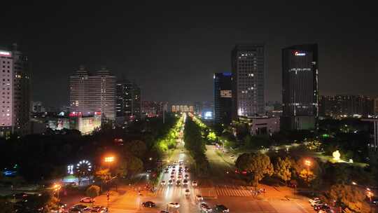 台州夜景航拍空镜