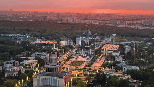 航拍莫斯科城市建筑景观