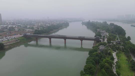 航拍湖南衡阳城市交通湘江桥梁视频素材模板下载