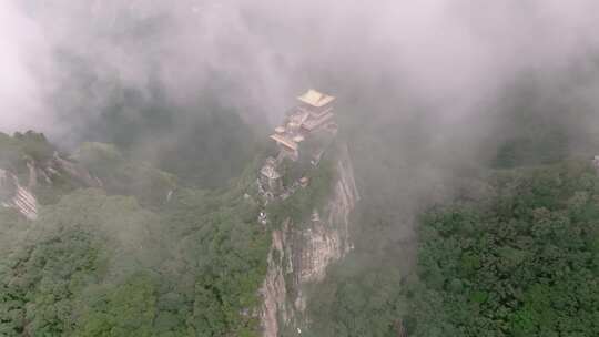 航拍陕西 西安 南五台景区 秦岭山脉