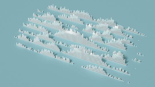 3D渲染抽象经济数据指标震荡图表
