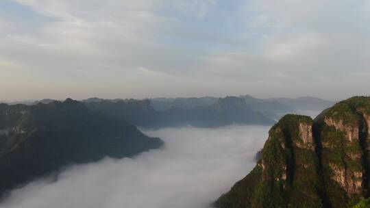 湖南湘西矮寨奇观5A景区云海日出彩霞航拍