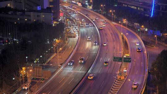 上海 延安高架 夜景 城市 车流