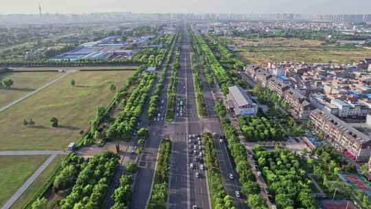 洛阳城市大景道路交通车流航拍