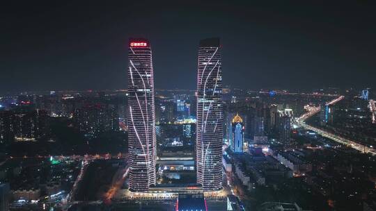 昆明西山万达广场、双塔夜景航拍