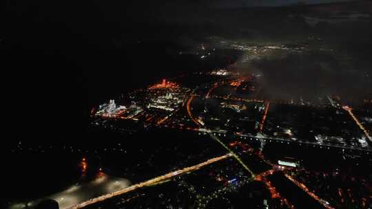 上海金山石化工厂夜景航拍