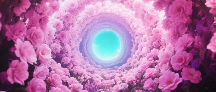 粉色花朵隧道背景素材