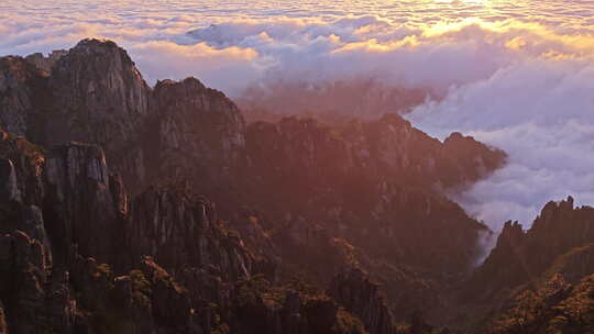 实拍黄山云海 黄山日出 云海日出