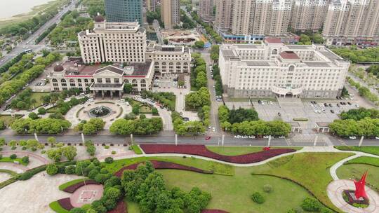 航拍城市建筑高楼交通桥梁地标风景